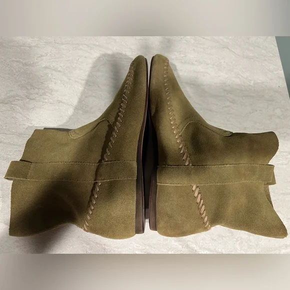 Anthropologie Latigo Olive Green Suede Moccasin Boho Bootie Women’s Size 8 - Picture 4 of 5